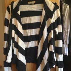 Striped Oversized Cardigan with Hood